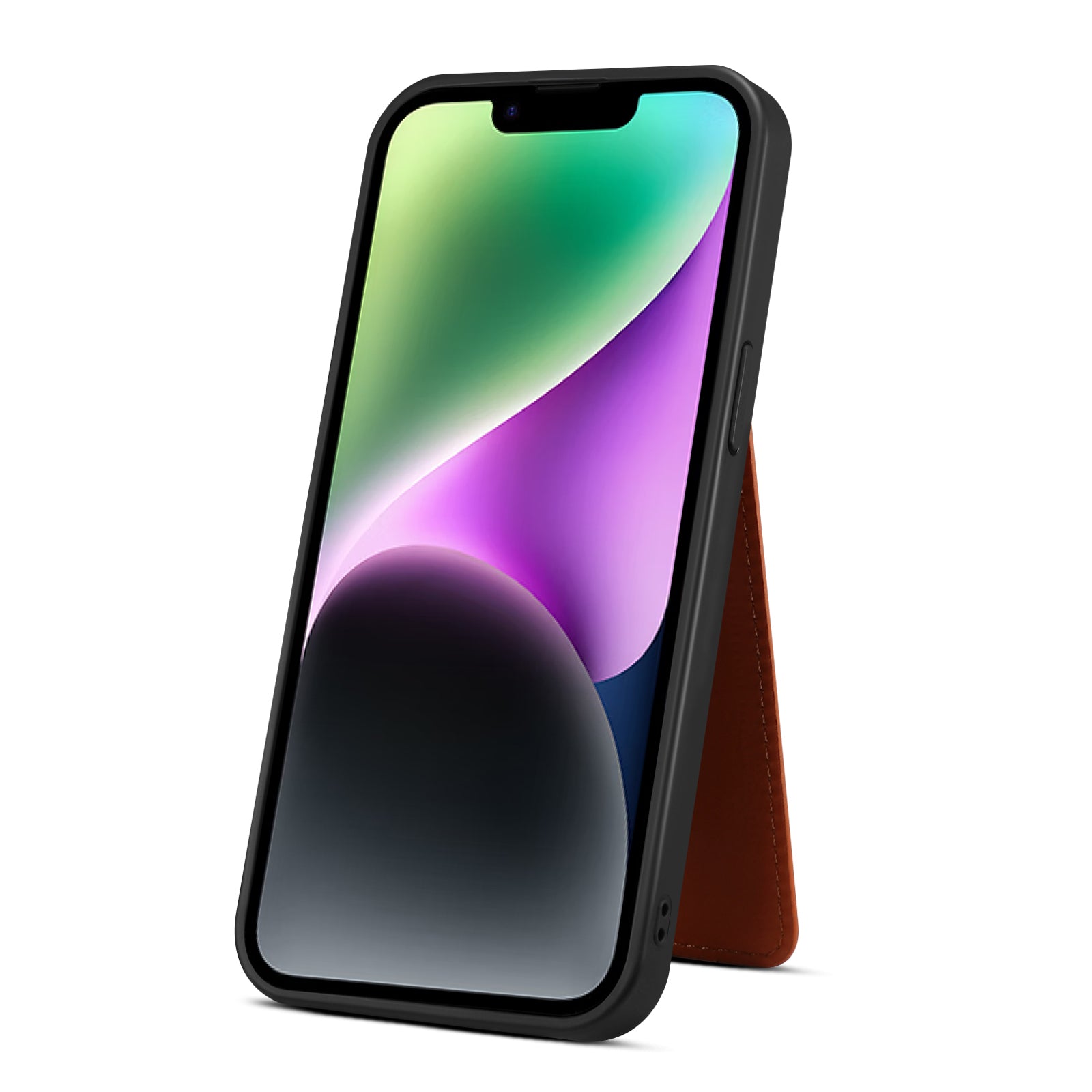 For iPhone 14/13 Cell Phone Case Card Holder Kickstand Leather Coated TPU Cover with Shoulder Strap For iPhone 14/13 Cell Phone Case Card Holder Kickstand Leather Coated TPU Cover with Shoulder Strap